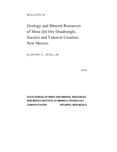 Geology and Mineral Resources of Mesa del Oro Quadrangle