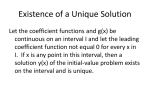 Existence of a Unique Solution