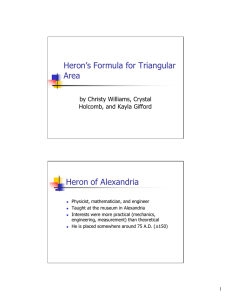 Heron`s Formula for Triangular Area