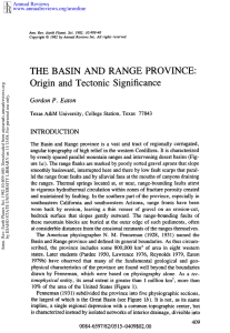 The Basin and Range Province: Origin and Tectonic Significance