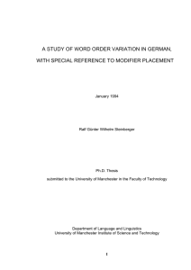 A Study of Word Order Variation in German, with Special Reference
