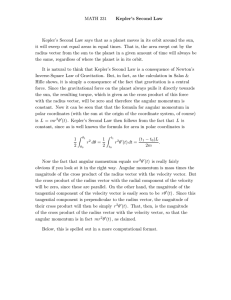 MATH 231 Kepler`s Second Law