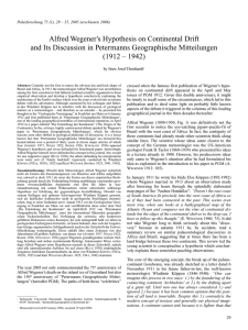 Alfred Wegener`s Hypothesis on Continental Drift and Its Discussion