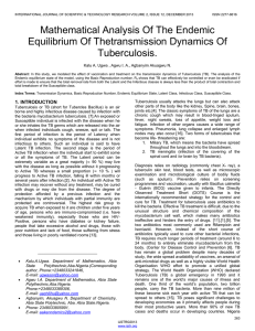 Mathematical Analysis Of The Endemic Equilibrium Of