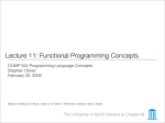 Lecture 11: Functional Programming Concepts