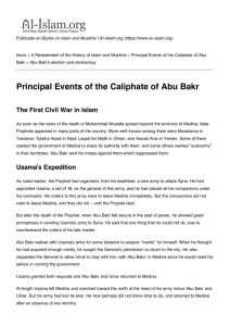 Principal Events of the Caliphate of Abu Bakr - Al