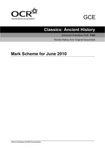 Mark scheme - Unit F392 - Roman history from original sources