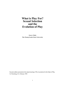 What is Play For? Sexual Selection and the Evolution of Play