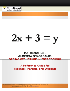 MATHEMATICS - ALGEBRA GRADES 9