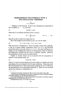 homogeneous polynomials with a multiplication theorem