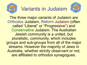 Variants in Judaism - Year 11-12 Studies of Religion 2Unit 2013-4