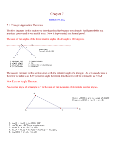 Chapter 7 Test Review 2002 7.1 Triangle Application Theorems The