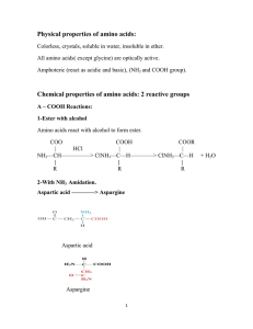 Physical properties of amino acids: Chemical properties of amino