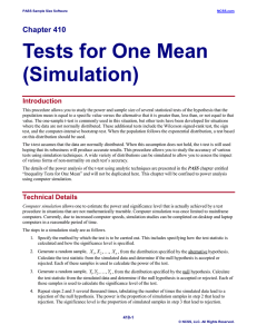 Tests for One Mean (Simulation)