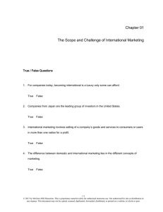 Chapter 01 The Scope and Challenge of International Marketing
