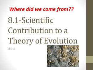 Scientific Contribution to a Theory of Evolution