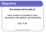 Solving Systems by Elimination using Addition and Subtraction