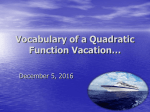 Vocabulary of a Quadratic Function Vacation…