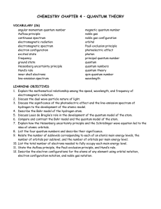 CHEMISTRY CHAPTER 4 – QUANTUM MECHANICS