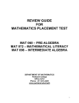 review guide for mathematics placement test