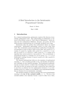 A Brief Introduction to the Intuitionistic Propositional Calculus