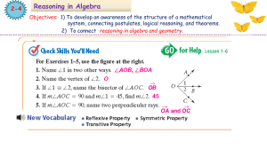 Reasoning in Algebra
