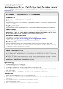 Genital, Anal and Throat HPV Infection - Key Information