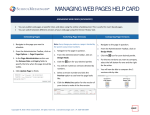MANAGING WEB PAGES HELP CARD