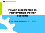 Power Electronics in Photovoltaic Power Systems