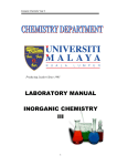 LABORATORY MANUAL INORGANIC CHEMISTRY III