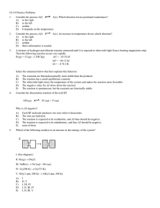 Ch 10 Practice Problems 1. Consider the process A(l) A(s). Which