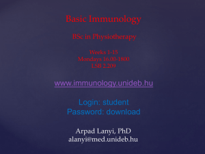 1 - Intoduction to immunology 2015-16