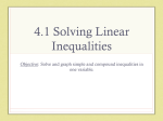 4.1 Solving Linear Inequalities
