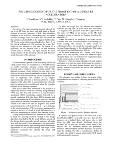 focusing solenoid for the front end of a linear rf accelerator