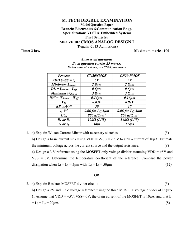 Mecve 102 Cmos Analog Design I