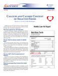 Calcium and Calorie Content of Selected Foods