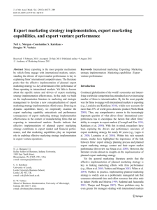 Export marketing strategy implementation, export marketing