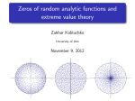 Zeros of random analytic functions and extreme value theory