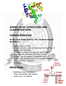 AMINO ACID: STRUCTURE AND CLASSIFICATION.