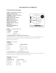 SIX ESSENTIAL NUTRIENTS key