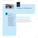 Dosage Calculations INTRODUCTION