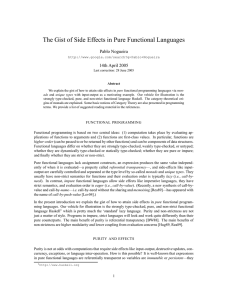 The gist of side effects in pure functional languages