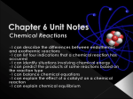 Chapter 6 Unit Notes Chemical Reactions I can describe the