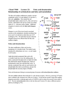 Chem*3560 Lecture 22: Fatty acid desaturation Relationship of