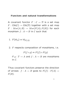 Functors and natural transformations A covariant functor F : C → D is