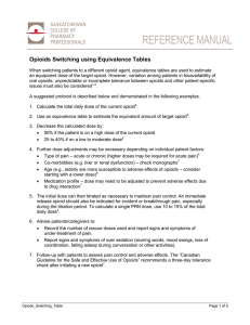 Opioids Switching using Equivalence Tables