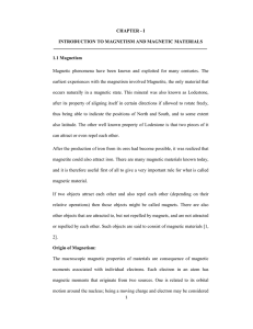 I INTRODUCTION TO MAGNETISM AND MAGNETIC MATERIALS