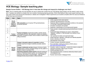 VCE Biology: Sample teaching plan