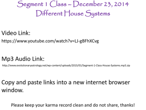 Segment 1 Class – December 23, 2014 Different House Systems