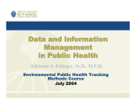 Data and Information Management in Public Health Data and